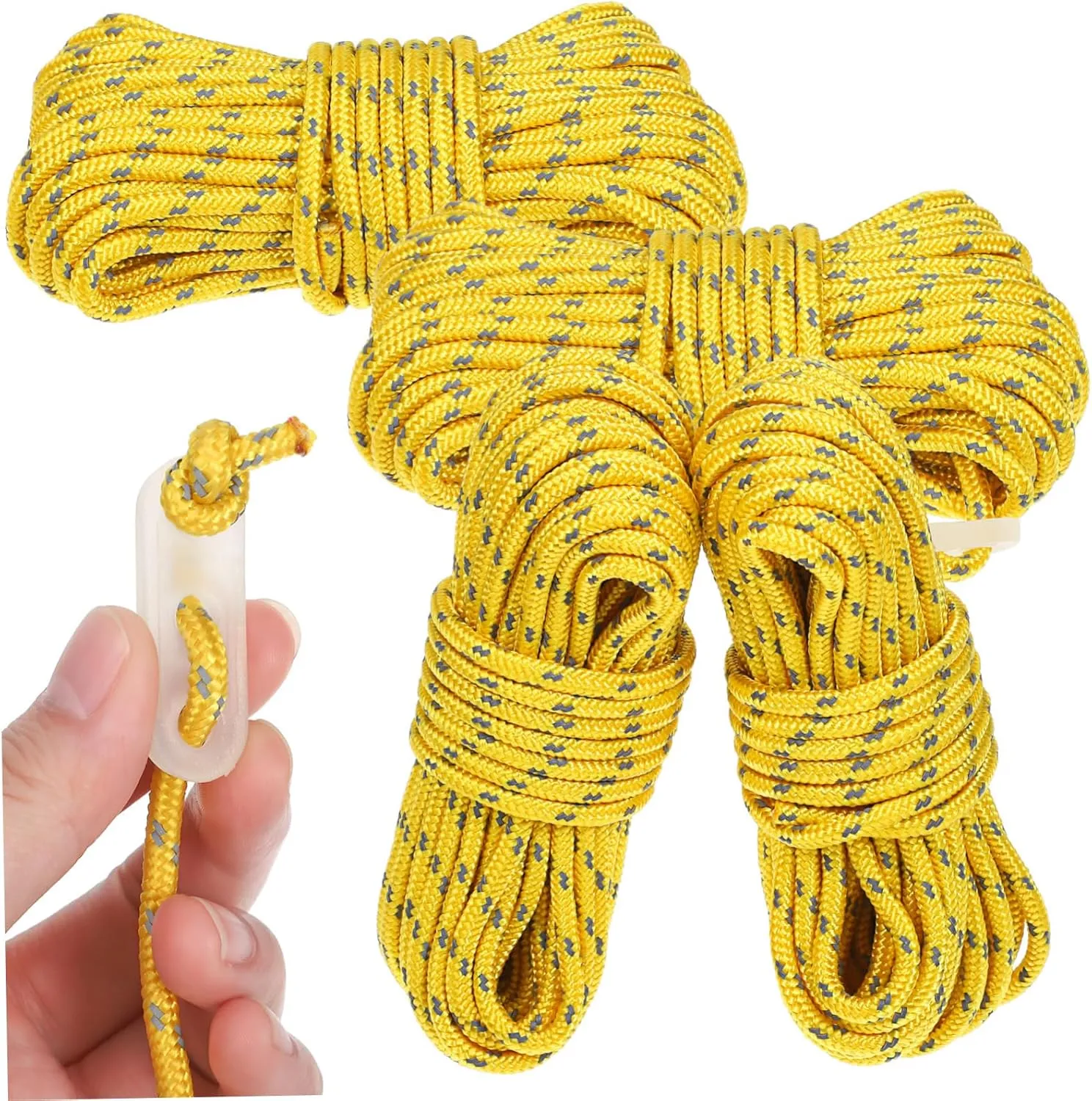 4pcs Reflective Camping Rope Heavy Duty Tangle Cord with Storage Bag for Tents Tarps and Outdoor Activities Windproof High Visibility Durable Nylon Hiking Rope