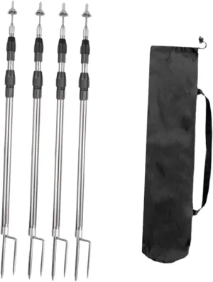 4Pcs Tarp Poles Replacement Tent Rods Heavy Duty Portable Telescoping Awning Poles for Garden Gazebo Hiking Picnic Canopy