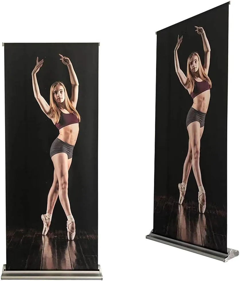4U Media&Displays Deluxe Retractable Roll Up Banner Stand with Wide Base with Padded Canvas Bag 24" W by 72-80" H (STAND ONLY)