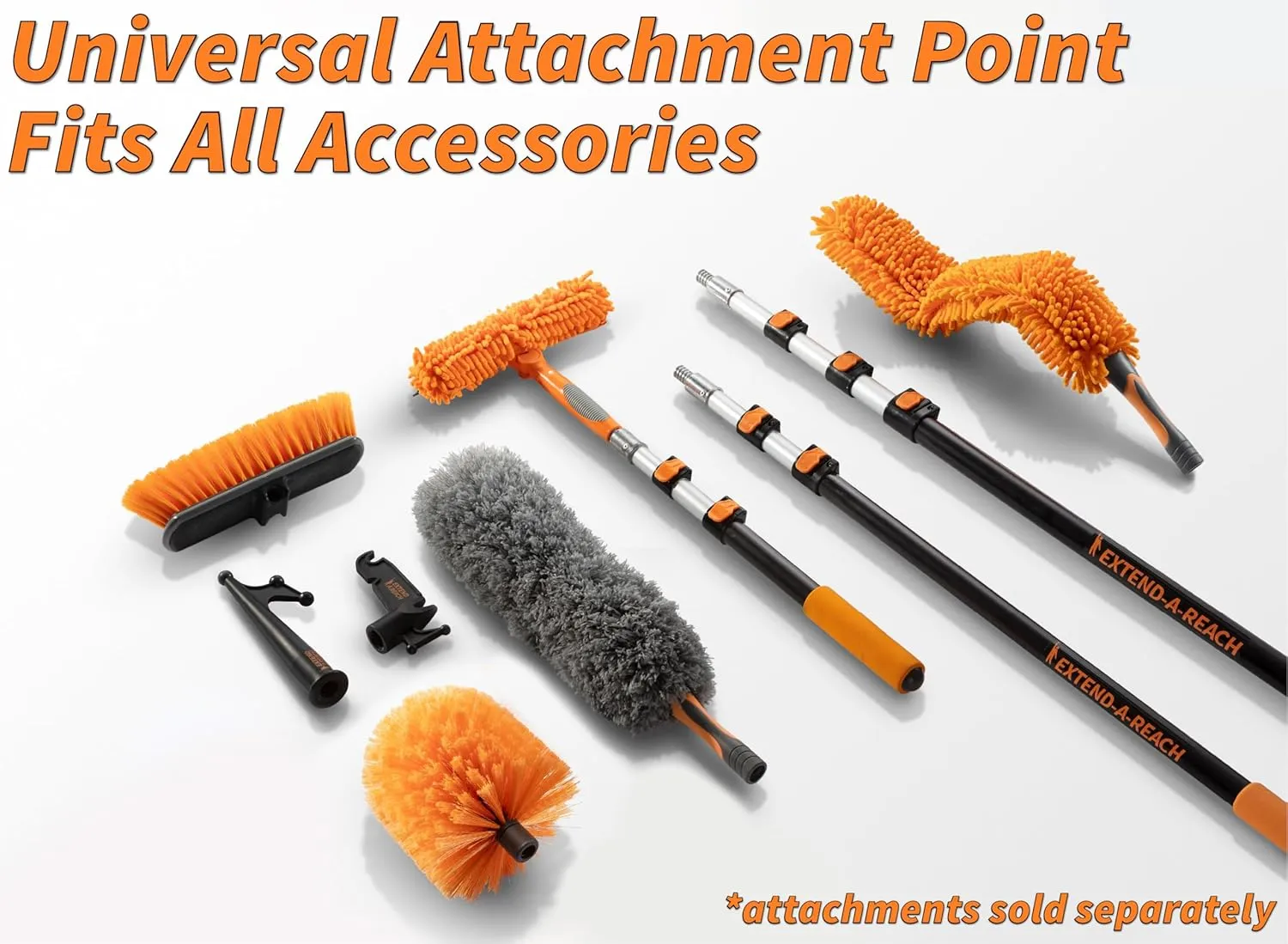 5-24 ft Long Telescoping Extension Pole // Multi-Purpose Extendable Pole with Universal Twist-on Metal Tip // Lightweight and Sturdy // Best Telescopic Pole for Painting, Dusting and Window Cleaning