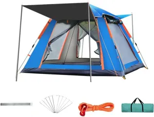 5-6 Person Pop Up Tent Family Tent for 6 Persons Large Tents for Camping Hiking Party,Sun Shelter/Festival Essential,Portable with Carry Bag, Blue