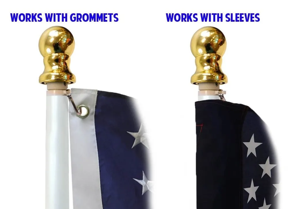 5ft Spinning Stabilizer Flag Pole & Adjustable Bracket Kit (Silver)