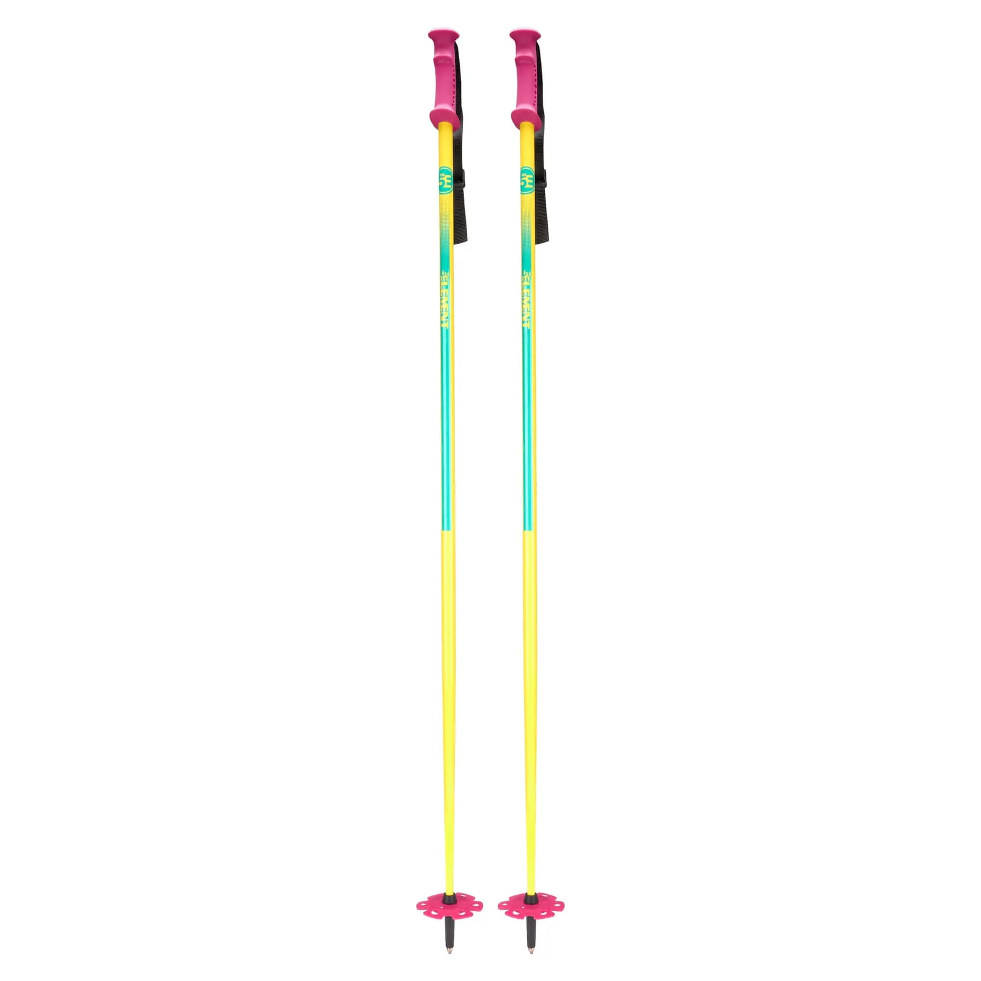 5th Element 2 Stealth Retro Ski Poles - Yellow/Pink