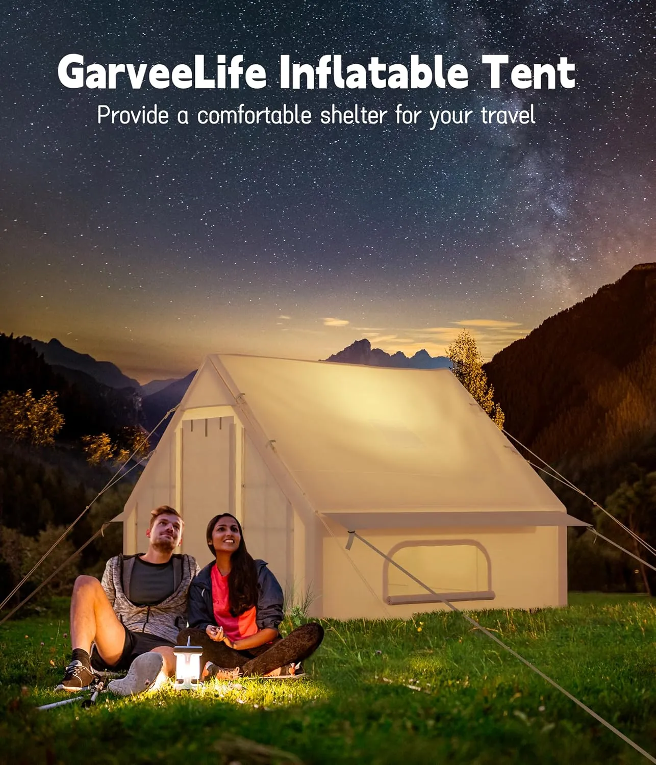 6-8 Person Inflatable Camping Tent, Large Inflatable Tent House with Air Pump, Quick Assembly Luxury Camping Tent, Waterproof Oxford Fabric Suitable for All Seasons.