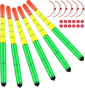 6 Pcs Fishing Bobbers Floats Weighted Catfish Pole Floats High Visibility Wood Pole Fishing Float for Catfish Pike 7in, 12in