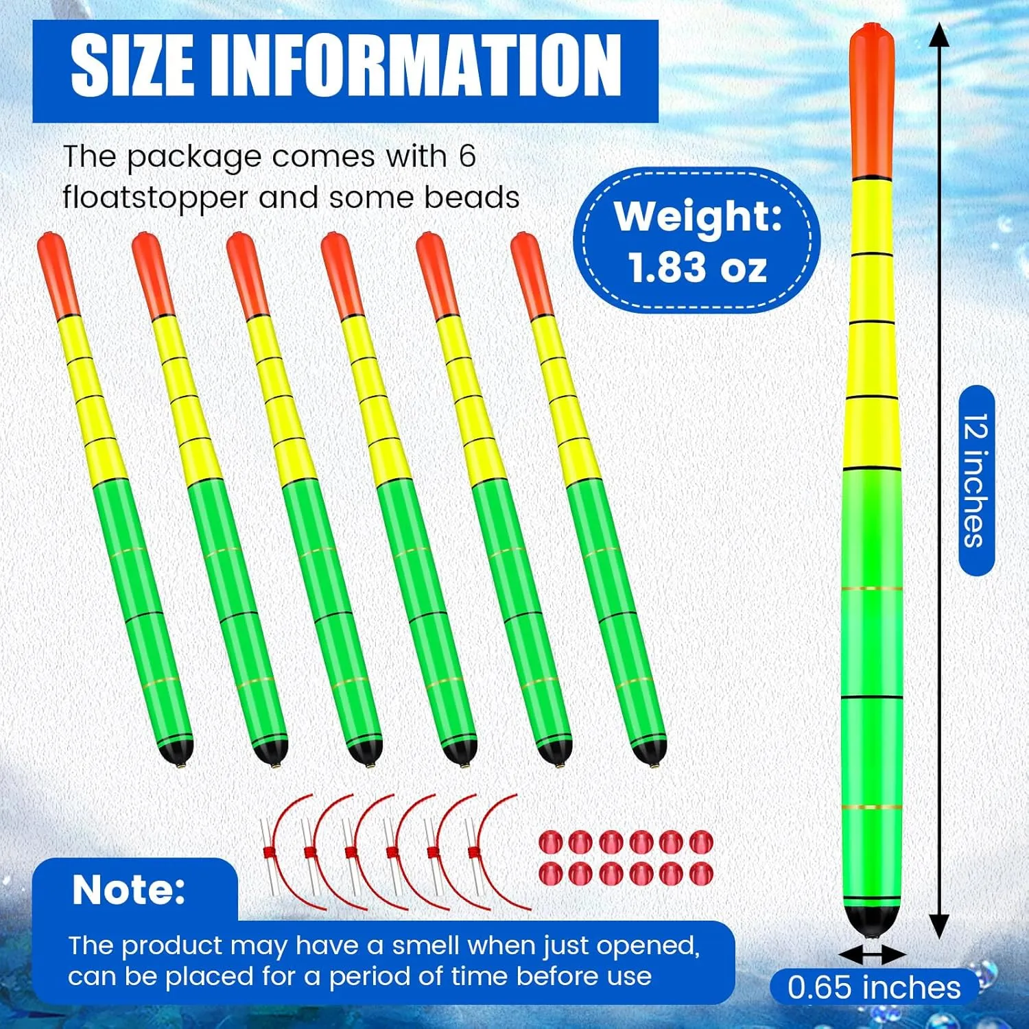 6 Pcs Fishing Bobbers Floats Weighted Catfish Pole Floats High Visibility Wood Pole Fishing Float for Catfish Pike 7in, 12in