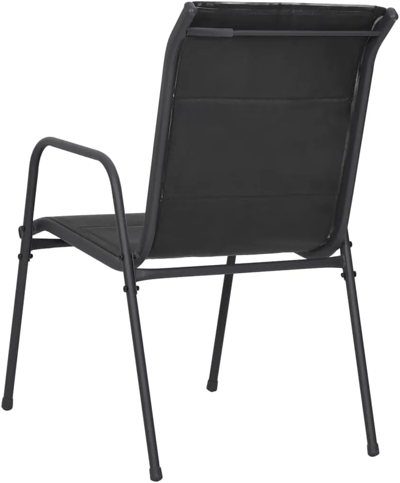 6-Piece Black Steel Textilene Patio Chairs Set Outdoor Furniture with Padded Seating for Dining, Camping, Beach and Backyard (Assembly Required)