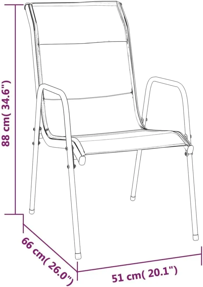 6-Piece Black Steel Textilene Patio Chairs Set Outdoor Furniture with Padded Seating for Dining, Camping, Beach and Backyard (Assembly Required)