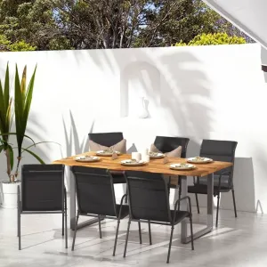 6-Piece Black Steel Textilene Patio Chairs Set Outdoor Furniture with Padded Seating for Dining, Camping, Beach and Backyard (Assembly Required)