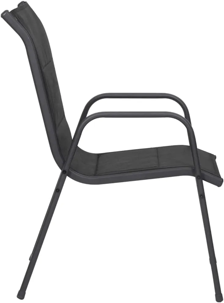 6-Piece Black Steel Textilene Patio Chairs Set Outdoor Furniture with Padded Seating for Dining, Camping, Beach and Backyard (Assembly Required)