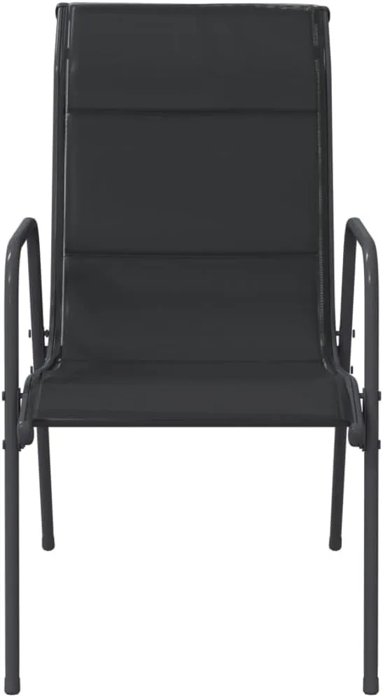 6-Piece Black Steel Textilene Patio Chairs Set Outdoor Furniture with Padded Seating for Dining, Camping, Beach and Backyard (Assembly Required)
