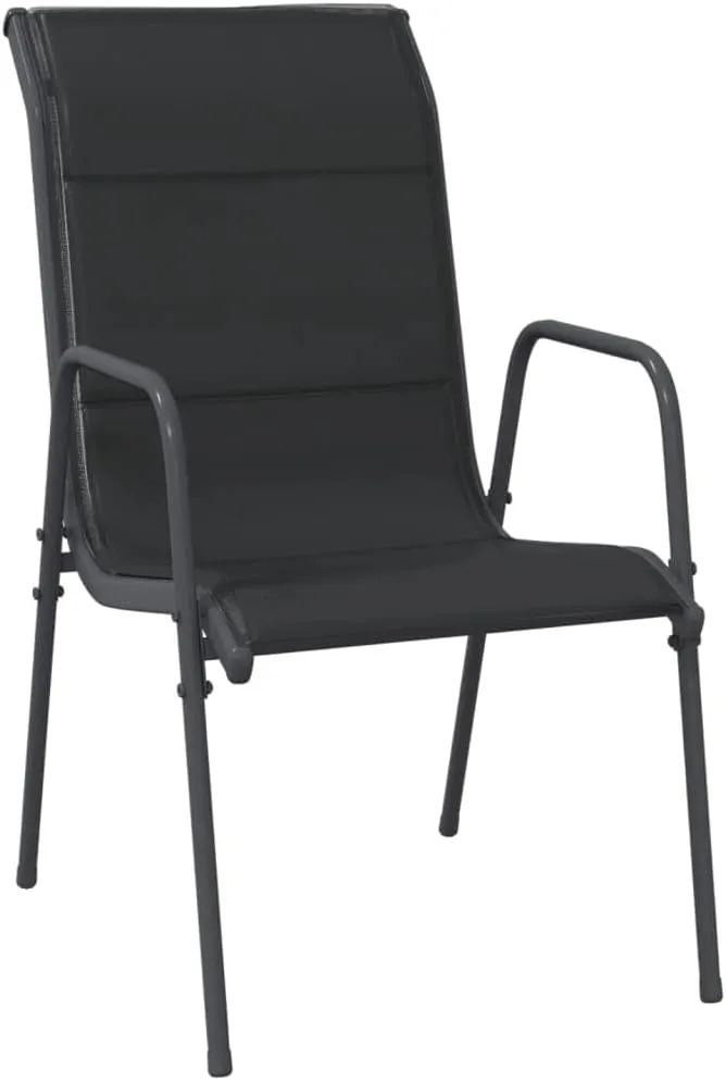 6-Piece Black Steel Textilene Patio Chairs Set Outdoor Furniture with Padded Seating for Dining, Camping, Beach and Backyard (Assembly Required)