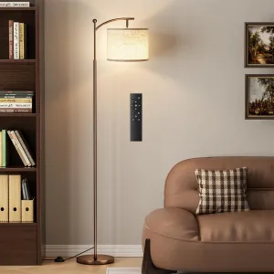 60" Floor Lamps with Remote Control & Bulb, Colors Temperature & Brightness Adjustable, Beige Shade & Brown Pole