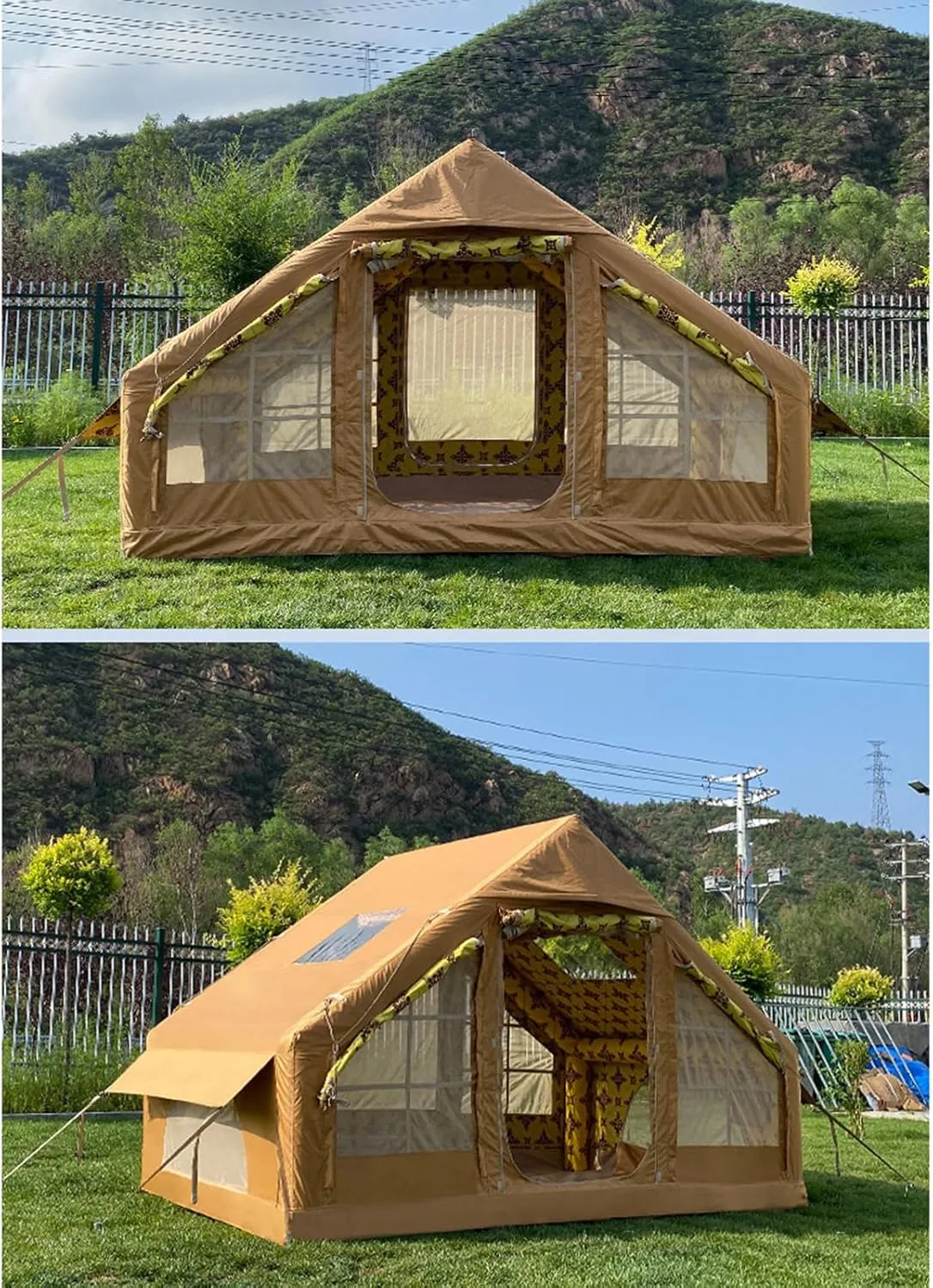 6.4㎡ Inflatable Camping Tent for 3-4 People, Luxury Outdoor Tent for Family Glamping, Outdoor Party, Easy Setup, Waterproof Outdoor Inflatable Tent