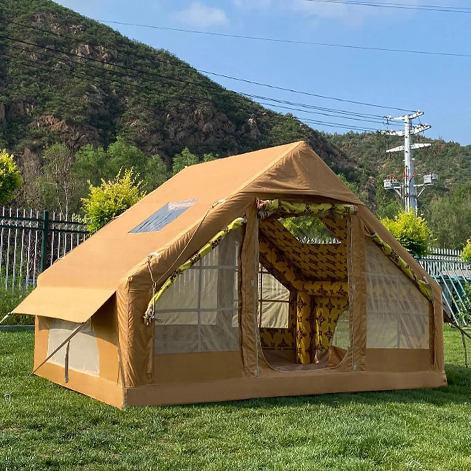 6.4㎡ Inflatable Camping Tent for 3-4 People, Luxury Outdoor Tent for Family Glamping, Outdoor Party, Easy Setup, Waterproof Outdoor Inflatable Tent