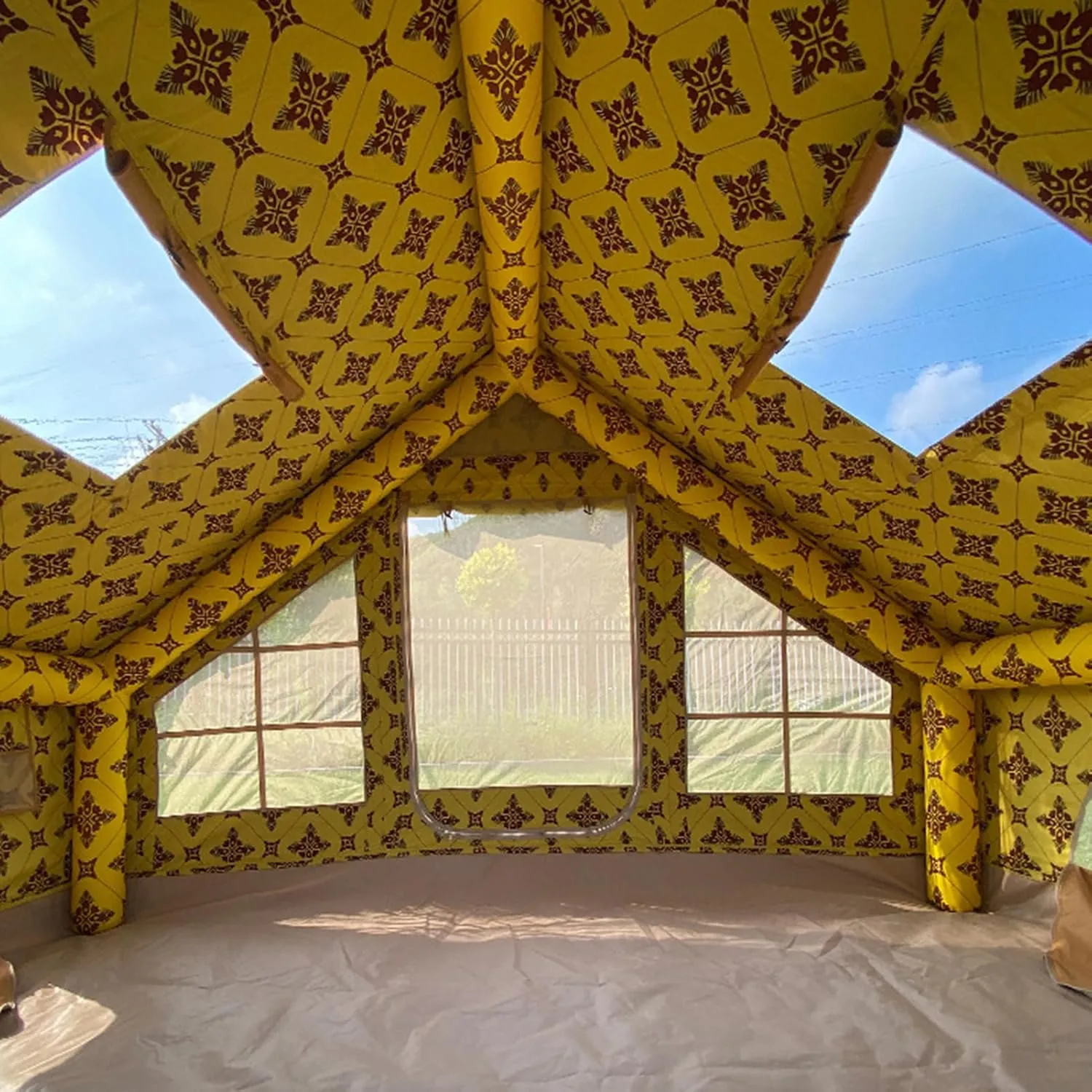 6.4㎡ Inflatable Camping Tent for 3-4 People, Luxury Outdoor Tent for Family Glamping, Outdoor Party, Easy Setup, Waterproof Outdoor Inflatable Tent