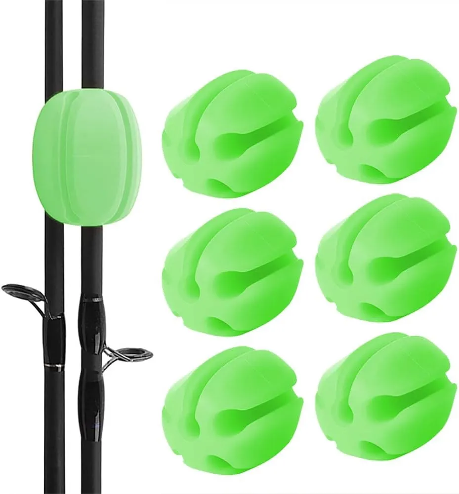 6Pcs Fishing Rod Holder Straps, Silicone Rubber Fly Fishing Rod Clips, Portable Pole Fixing Clamps for Boat Kayak Tackle Accessories