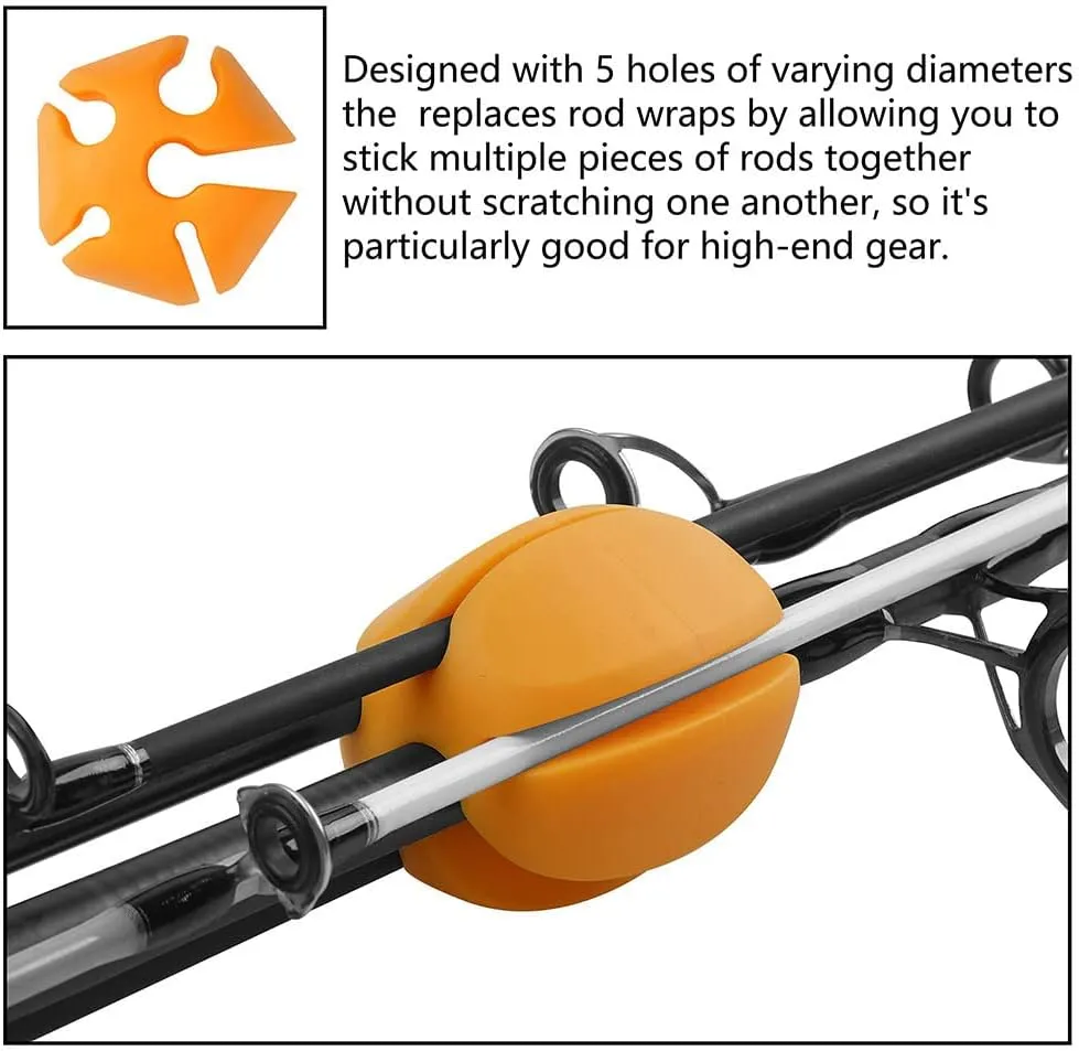 6Pcs Fishing Rod Holder Straps, Silicone Rubber Fly Fishing Rod Clips, Portable Pole Fixing Clamps for Boat Kayak Tackle Accessories