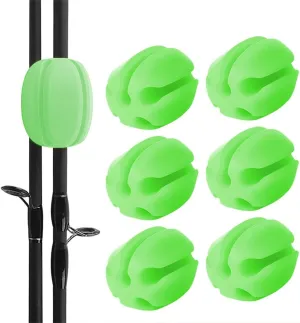 6Pcs Fishing Rod Holder Straps, Silicone Rubber Fly Fishing Rod Clips, Portable Pole Fixing Clamps for Boat Kayak Tackle Accessories