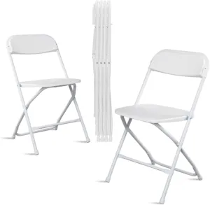6pcs Injection Molded Classic White Garden Plastic Folding Chairs