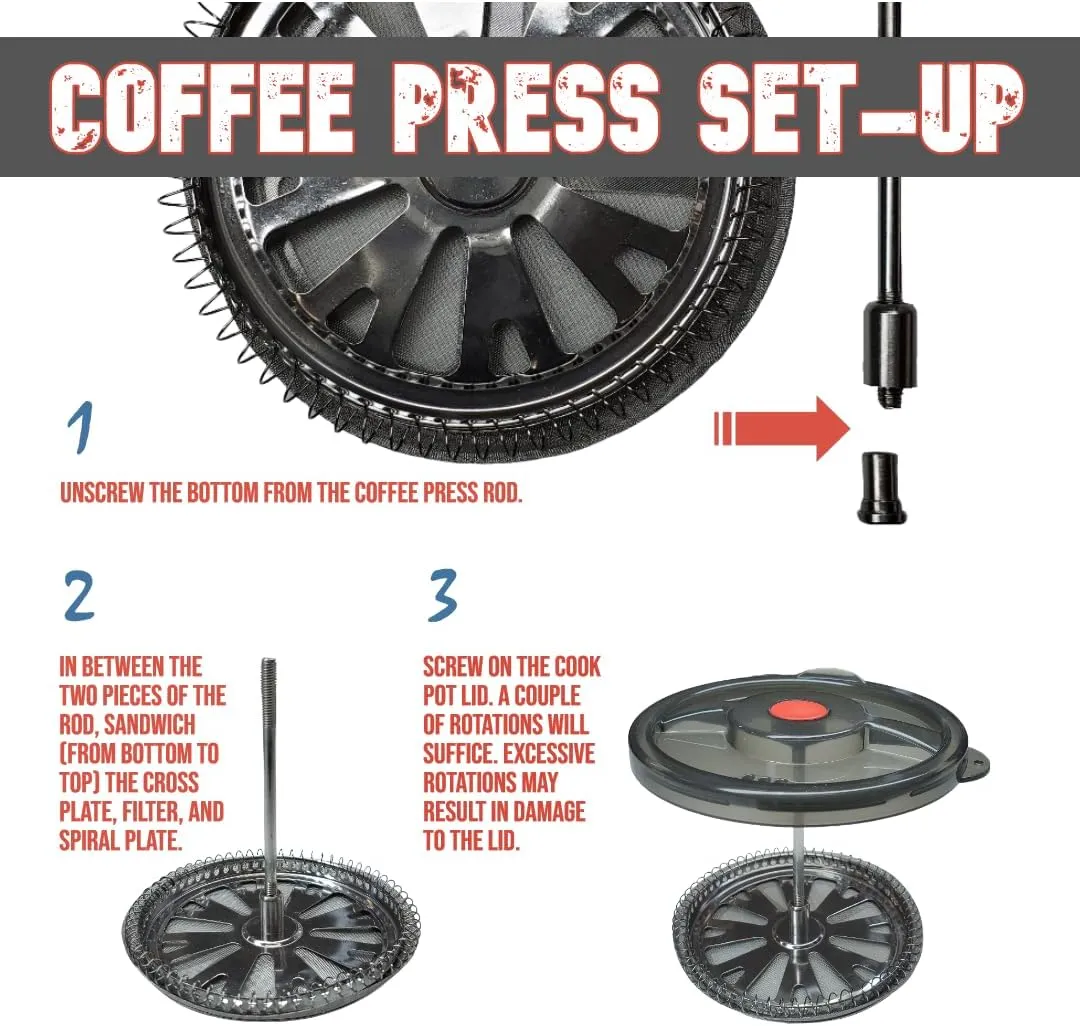 836 Outdoors Ponderosa 0.9 Liter Aluminum Camping Cooking System with Coffee Press and Piezoelectric Ignition Perfect for Backcountry Overnights | Fuel Canister NOT Included
