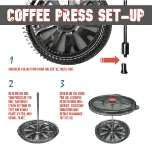 836 Outdoors Ponderosa 0.9 Liter Aluminum Camping Cooking System with Coffee Press and Piezoelectric Ignition Perfect for Backcountry Overnights | Fuel Canister NOT Included