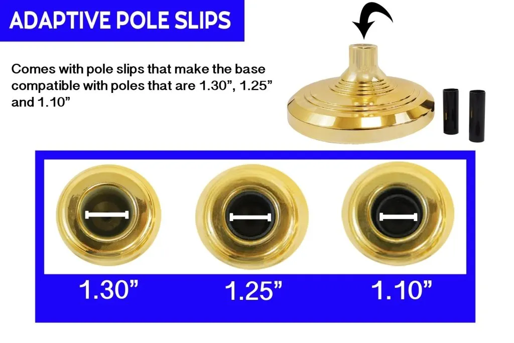 8ft Silver Flag Pole and Gold Base Kit (Eagle Top)