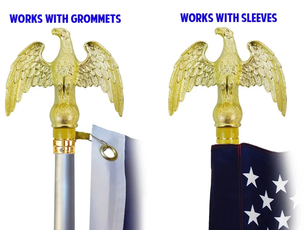 8ft Silver Flag Pole and Gold Base Kit (Eagle Top)