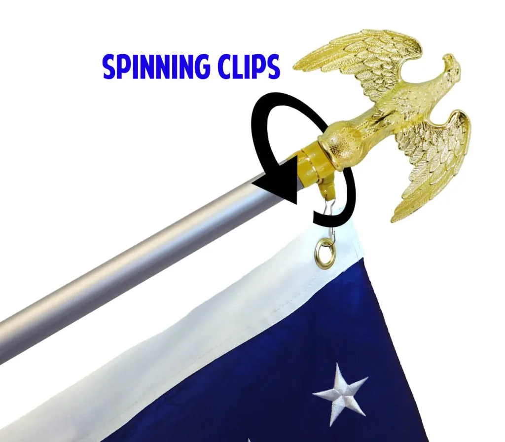 8ft Silver Flag Pole and Gold Base Kit (Eagle Top)