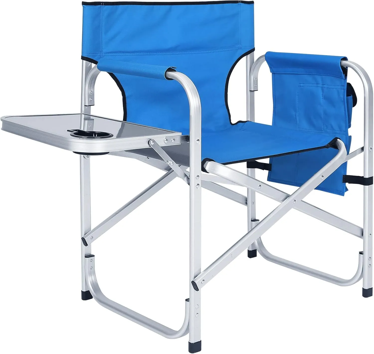 ABCCANOPY Folding Directors Chair Outdoor Camping Chair Makeup Artist Chair with Side Table & Pockets, Royal Blue