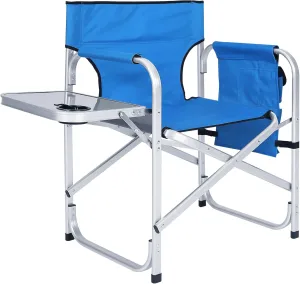 ABCCANOPY Folding Directors Chair Outdoor Camping Chair Makeup Artist Chair with Side Table & Pockets, Royal Blue