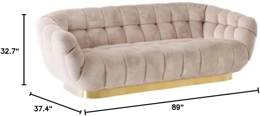 Acanva Wool-Like Living Room Sofa, Modern Mid-Century Style with Seashell Performance & Metal Base, Retro Leisure Accent Barrel Dining Decor, 89”W Couch, White