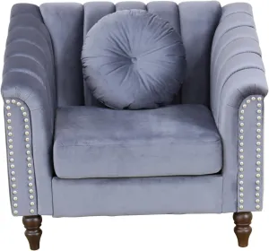 Accent Chair, Single Couch Chair with Style Button Tufted, Scroll Arms and Nailhead for Living Room, Office, Apartment, Grey