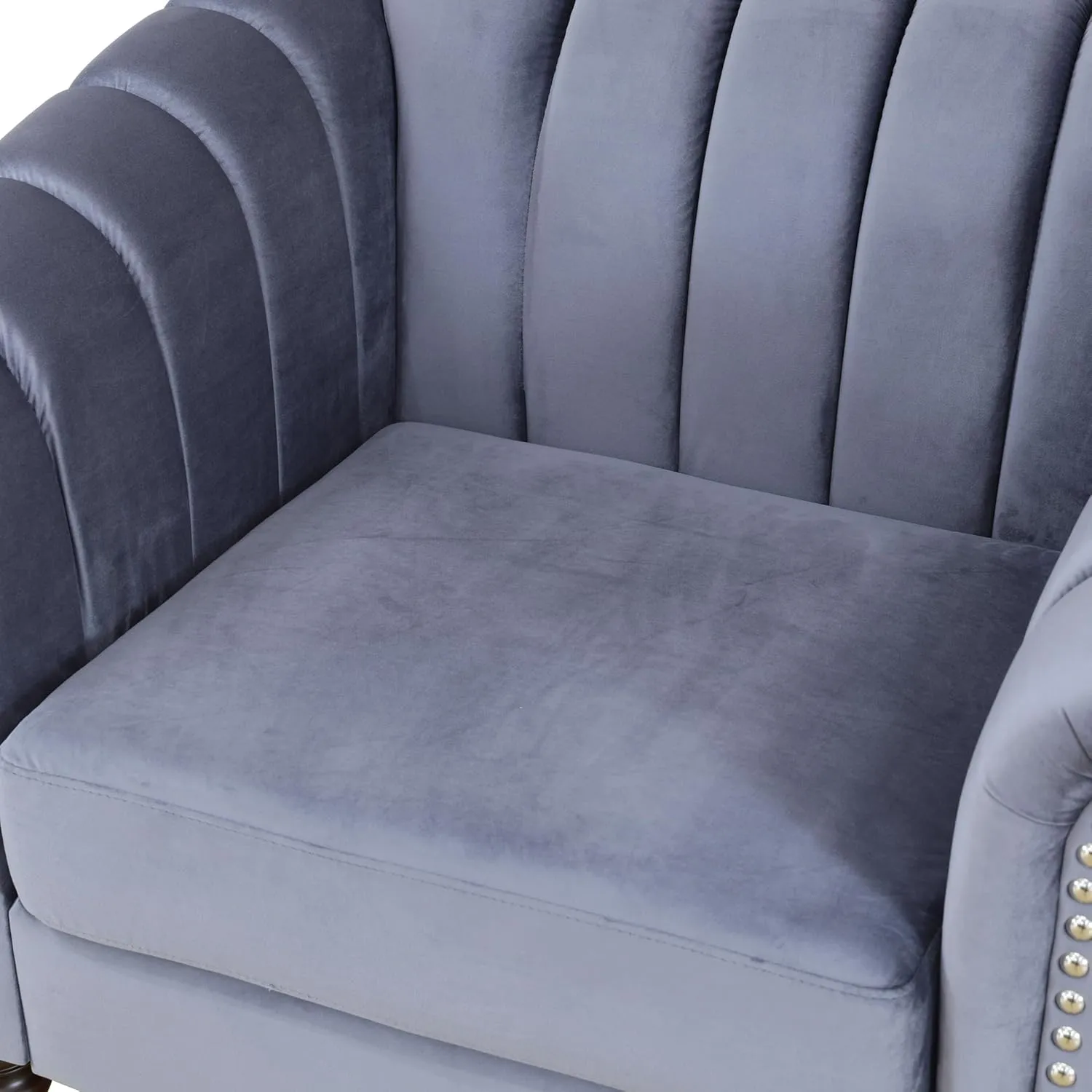Accent Chair, Single Couch Chair with Style Button Tufted, Scroll Arms and Nailhead for Living Room, Office, Apartment, Grey