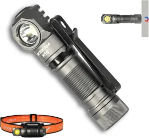ACEBEAM H16 1000 High Lumens Rechargeable Led Headlamp Flashlight, EDC AA Right Angle Flashlight with Magnet, Pocket Mini Small Flash Light with Clip for Working, Camping, Running, with Headband kit