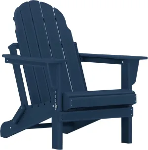 Adirondack Chairs, HDPE All-Weather Adirondack Chair, Fire Pit Chairs (Folding, Navy Blue)