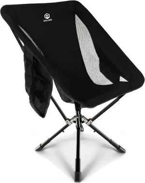 ADJ-S2 Portable Camping Chair - Adjustable Height Folding Chair, Compact Collapsible Chair Setup in 8s, for Camping, Beach, Sports/Music Events, Supports 330LBS - Dark 2025 Edition