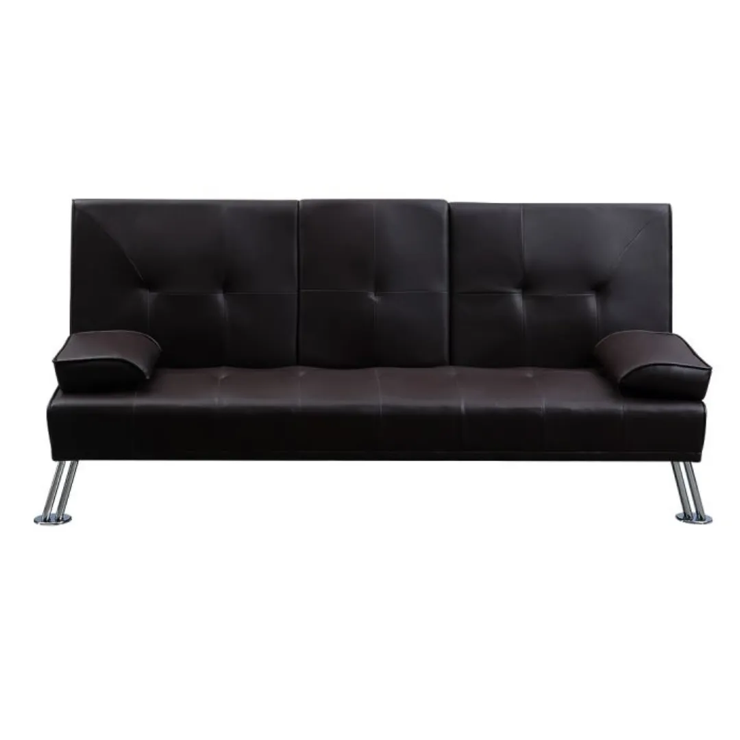 Adjustable Leather Sofa Bed with 3 Seater Cup Holder