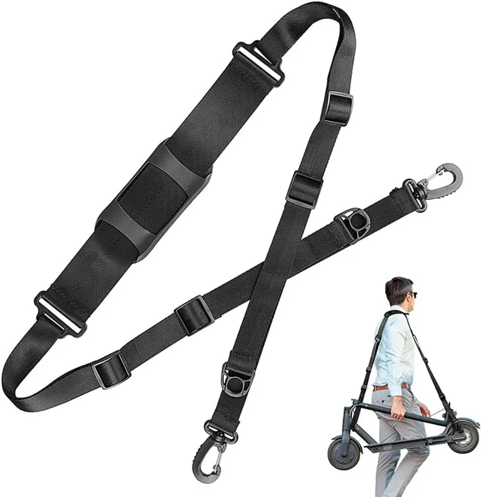 Adjustable Shoulder Strap with Non-Slip Shoulder Pad for Easy Carrying of Scooters, Beach Chairs, Ski Boards, Electric Scooters, Camping Chairs, Kids Bikes, Foldable Bikes, Balance Bikes
