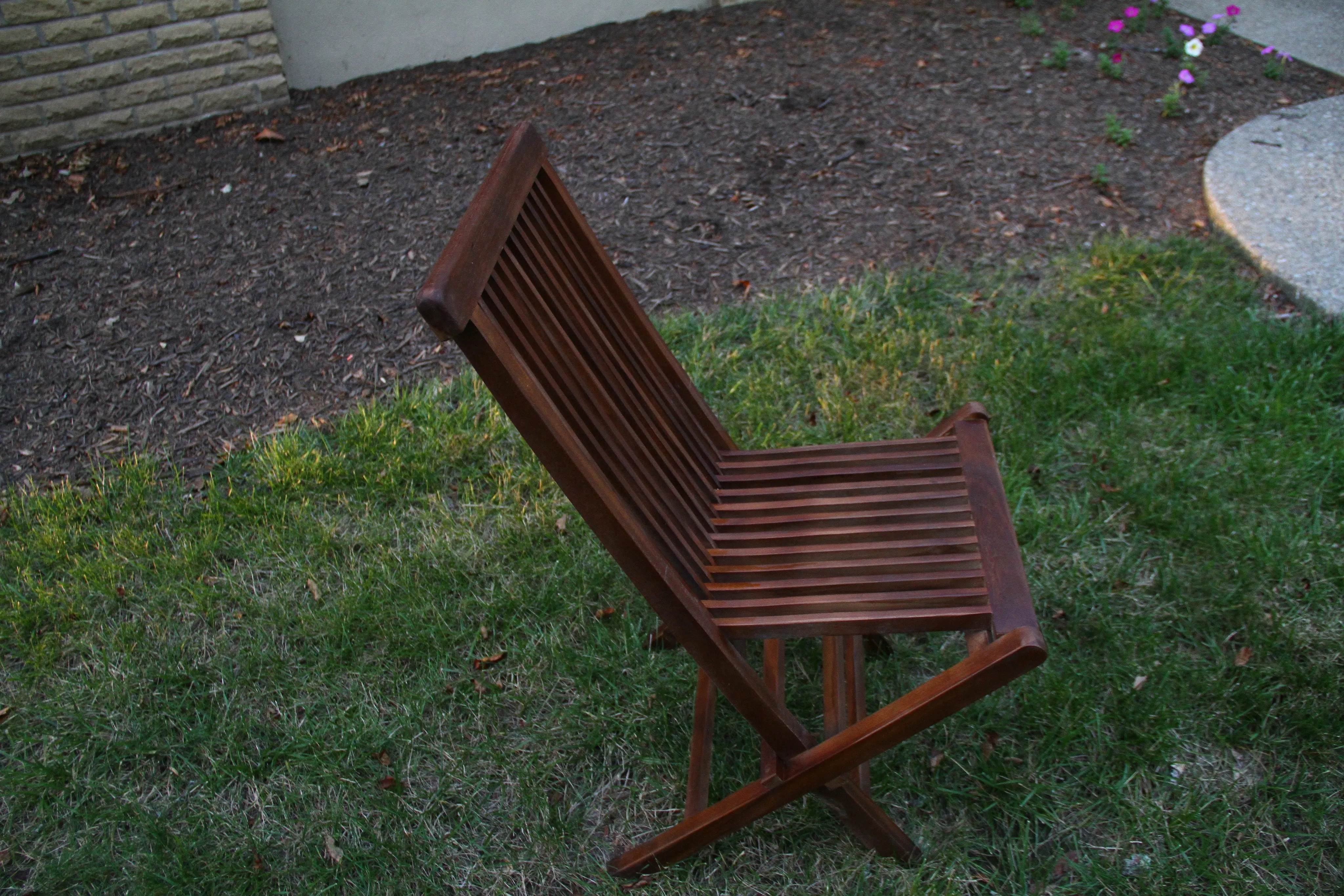 Ala Teak Wood indoor Outdoor Patio Garden Yard Folding Chair Seat Teak Chair Set Dark (2 chairs)