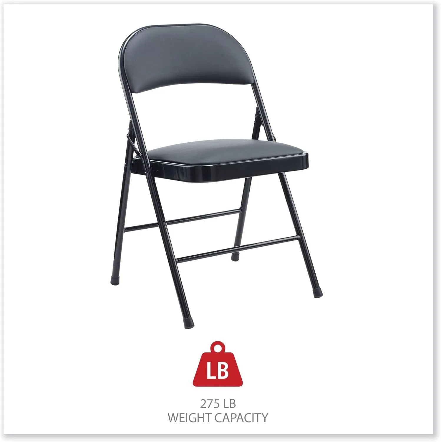 Alera ALECA9416 PU Padded Folding Chair Supports Up to 250 lbs. - Black (4/Carton)
