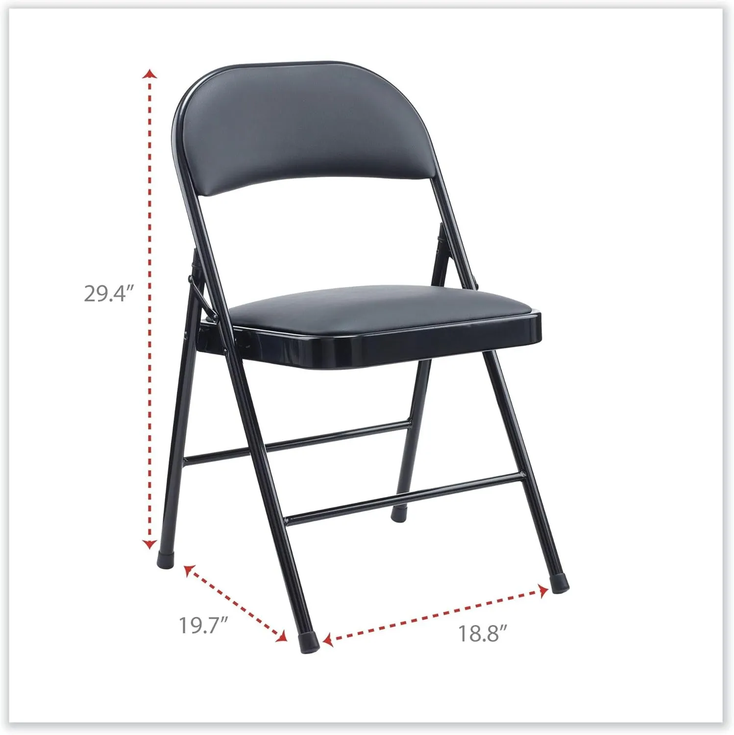 Alera ALECA9416 PU Padded Folding Chair Supports Up to 250 lbs. - Black (4/Carton)
