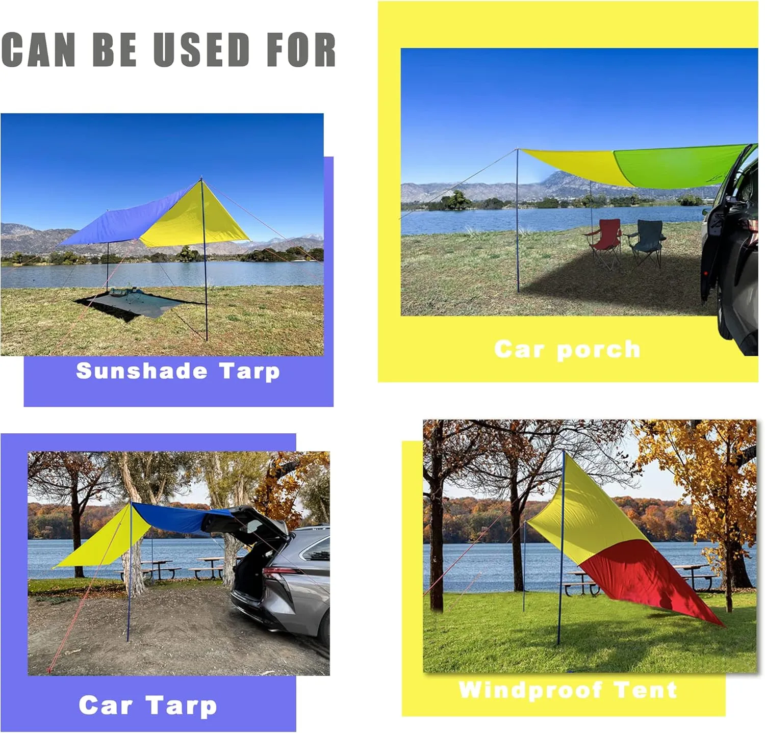 Alion Home Nylon Ripstop Water Repellent Fabric for Sun Shelter, Home Flag, Outdoor Banner, Beach Tent, Shade Canopy and Kite, Two-Tone Vibrant Color (9' x 15', Blue&White)