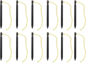Aluminum Alloy Lightweight Tent Stakes Three Edges Ground Pegs Camping Hammocks 12pcs Black