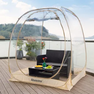Alvantor Pop Up Bubble Tent - Instant Igloo Tent - Screen House for Patios - Large Oversize Weather Proof Pod - Cold Protection Camping Tent - Beige