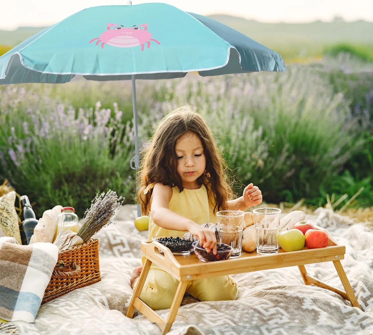 AMMSUN 5ft Seaside Beach Umbrella for Sand and Water Table - Kids Durable Umbrellas for children Beach Camping Garden Outdoor Play Shade