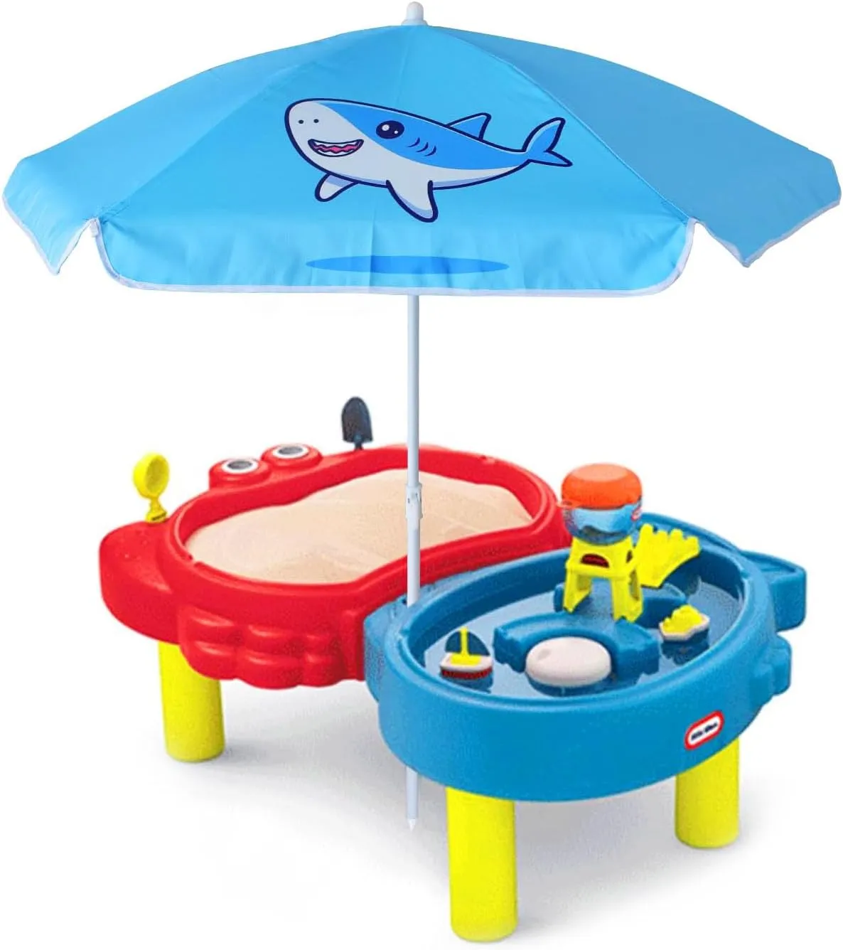 AMMSUN 5ft Seaside Umbrella for Sand Box Water Table - Kids Durable Umbrellas for children Picnic Beach Camping Garden Outdoor Play Shade (5ft Light Blue Shark)