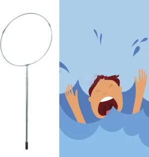 Anti-Electric Shock Rescue Tube，Lifesaving poleTelescoping Pool Pole for Emergency Rescue, Solidly Built 304 Stainless Steel Rescue Hook, Park Lake Pool Fire Fighting Safety Accessories(4.5m