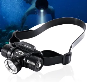 APLOS HP900 Diving Headlamp Rechargeable - 3000 Lumen Super Bright Scuba Dive Flashlight, Swimming Headlight IP68 Waterproof Professional Underwater Headlight 5 Modes for Snorkeling Caving