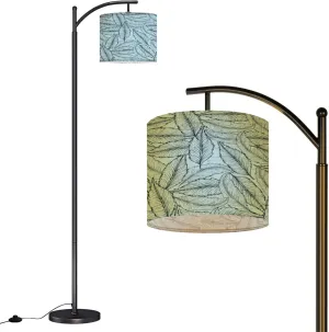 Arc Floor Lamps Hand Drawn Floral Outline Modern LED Adjustable Lampshade Standing Light for Living Room Reading Bedroom Office